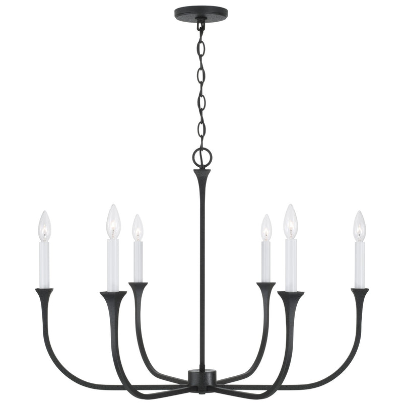 Capital Lighting 452361BI Six Light Chandelier, Black Iron
