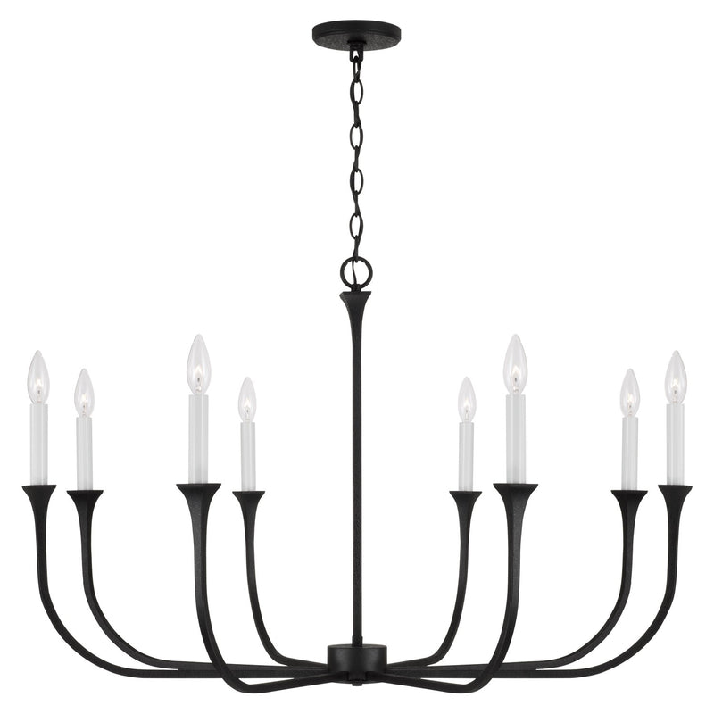 Capital Lighting 452381BI Eight Light Chandelier, Black Iron