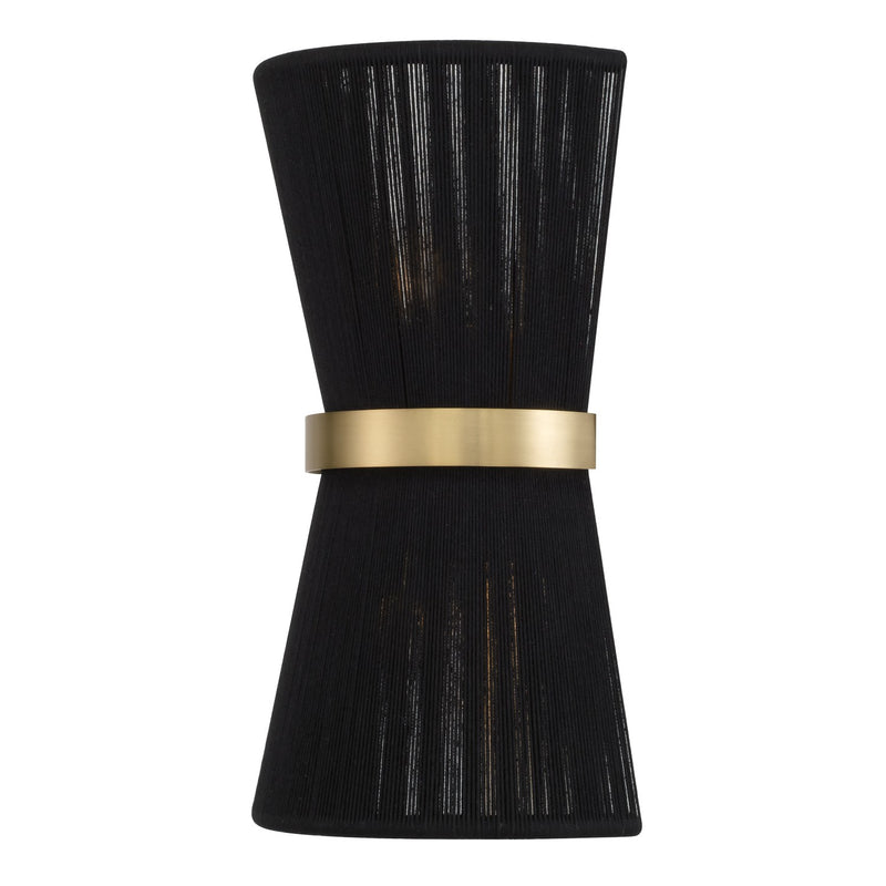 Capital Lighting 641221KP Two Light Wall Sconce, Black Rope and Patinaed Brass