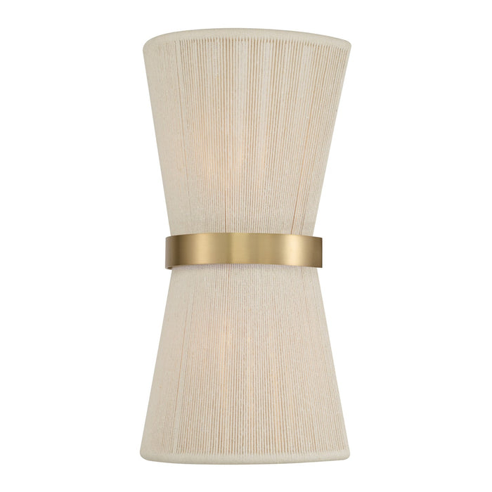 Capital Lighting 641221NP Two Light Wall Sconce, Bleached Natural Rope and Patinaed Brass
