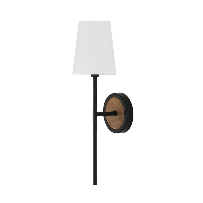 Capital Lighting 650811WK-709 One Light Wall Sconce, Light Wood and Matte Black