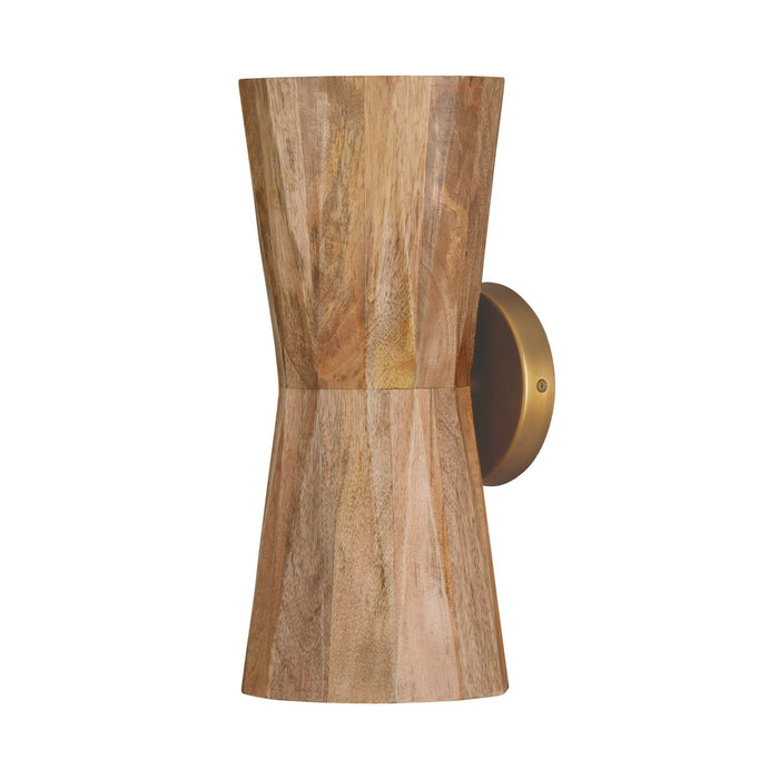 Capital Lighting 651021LW Two Light Wall Sconce, Light Wood and Patinaed Brass