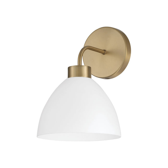 Capital Lighting 652011AW One Light Wall Sconce, Aged Brass and White