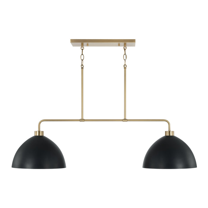 Capital Lighting 852021AB Two Light Island Pendant, Aged Brass and Black