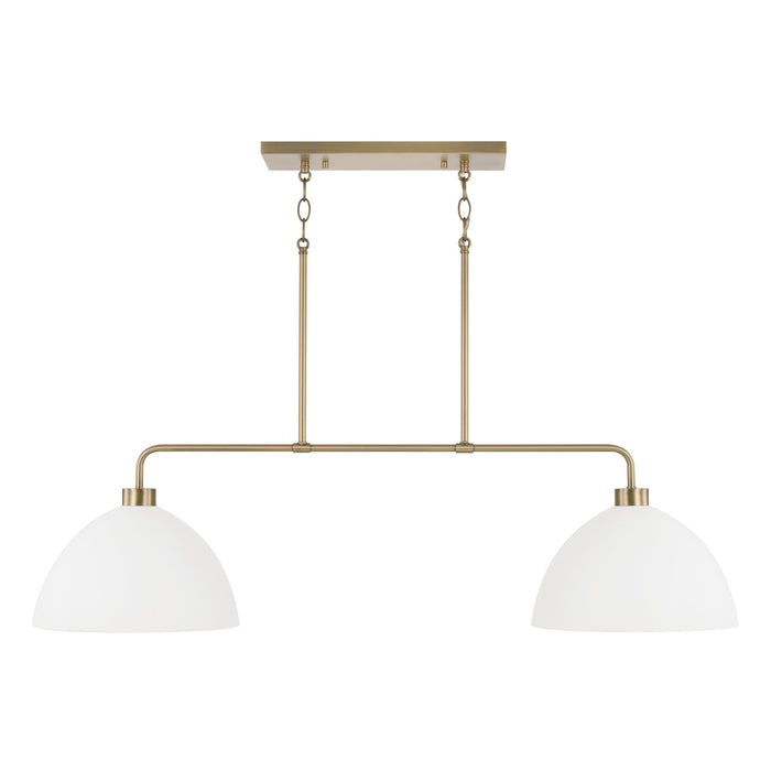 Capital Lighting 852021AW Two Light Island Pendant, Aged Brass and White