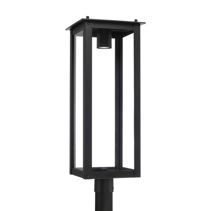 Capital Lighting 934643BK-GL One Light Outdoor Post Lantern, Black