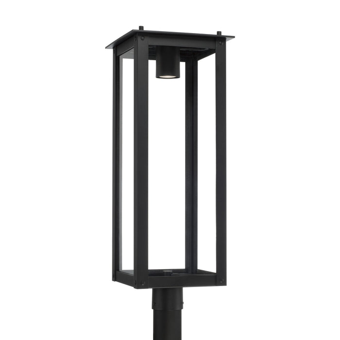 Capital Lighting 934643BK-GL One Light Outdoor Post Lantern, Black