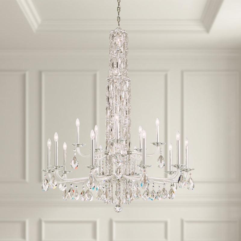 Schonbek RS84151N-48R 17 Light Chandelier, Antique Silver