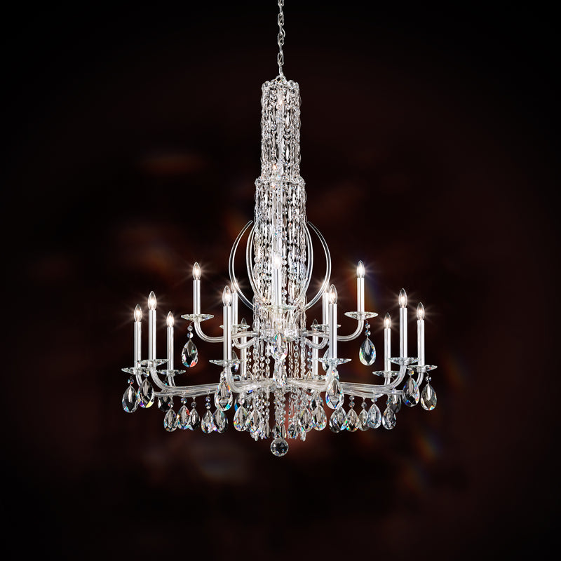 Schonbek RS8415N-48H 17 Light Chandelier, Antique Silver