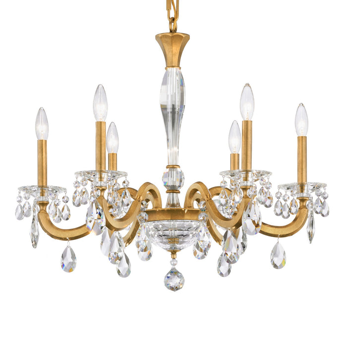 Schonbek S8606N-48R Six Light Chandelier, Antique Silver