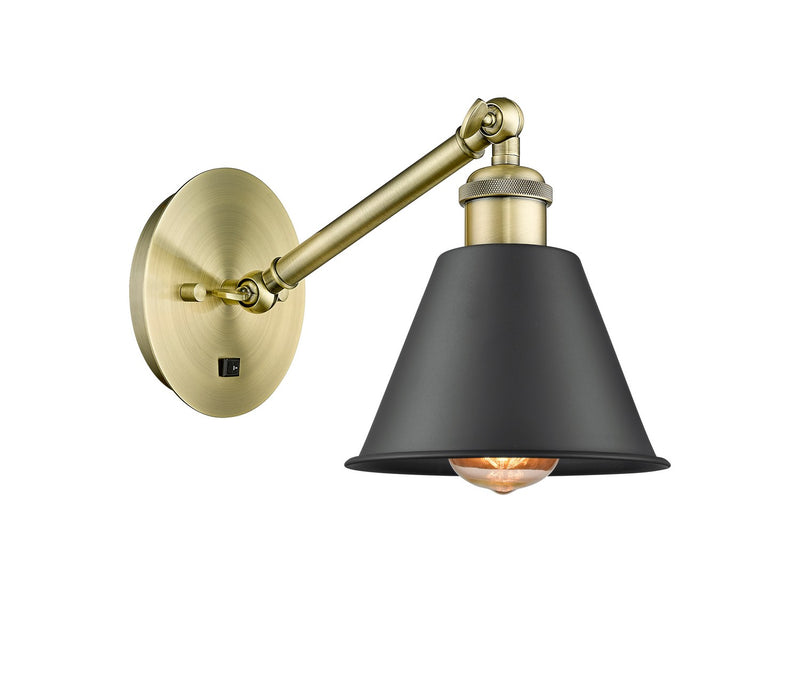 Innovations 317-1W-AB-M8-BK One Light Wall Sconce, Antique Brass
