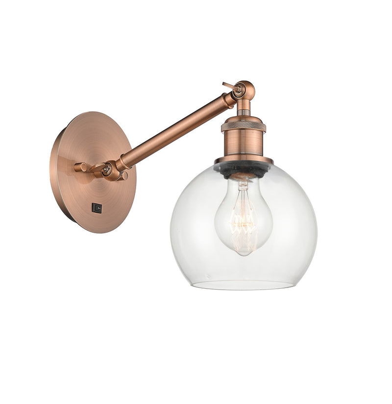 Innovations 317-1W-AC-G122-6 One Light Wall Sconce, Antique Copper