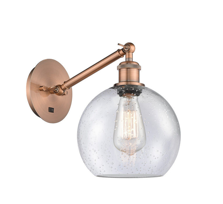 Innovations 317-1W-AC-G124-8 One Light Wall Sconce, Antique Copper