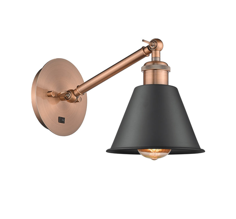 Innovations 317-1W-AC-M8-BK One Light Wall Sconce, Antique Copper