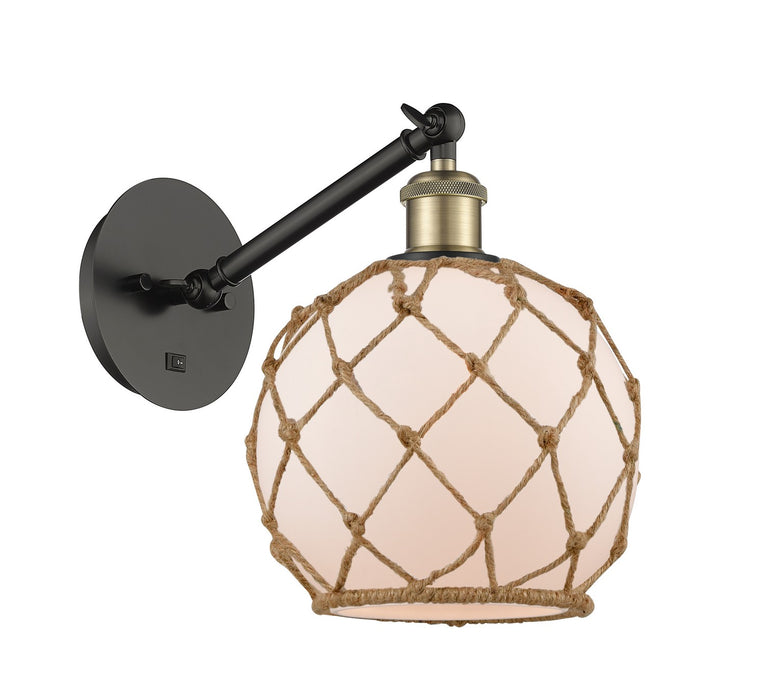 Innovations 317-1W-BAB-G121-8RB One Light Wall Sconce, Black Antique Brass