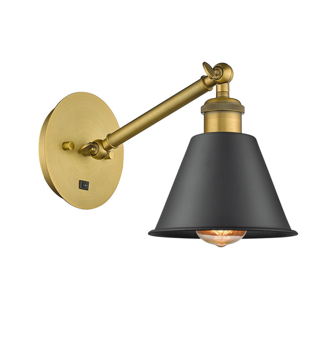 Innovations 317-1W-BB-M8-BK One Light Wall Sconce, Brushed Brass