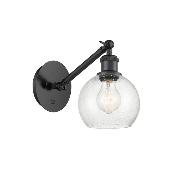 Innovations 317-1W-BK-G124-6 One Light Wall Sconce, Matte Black