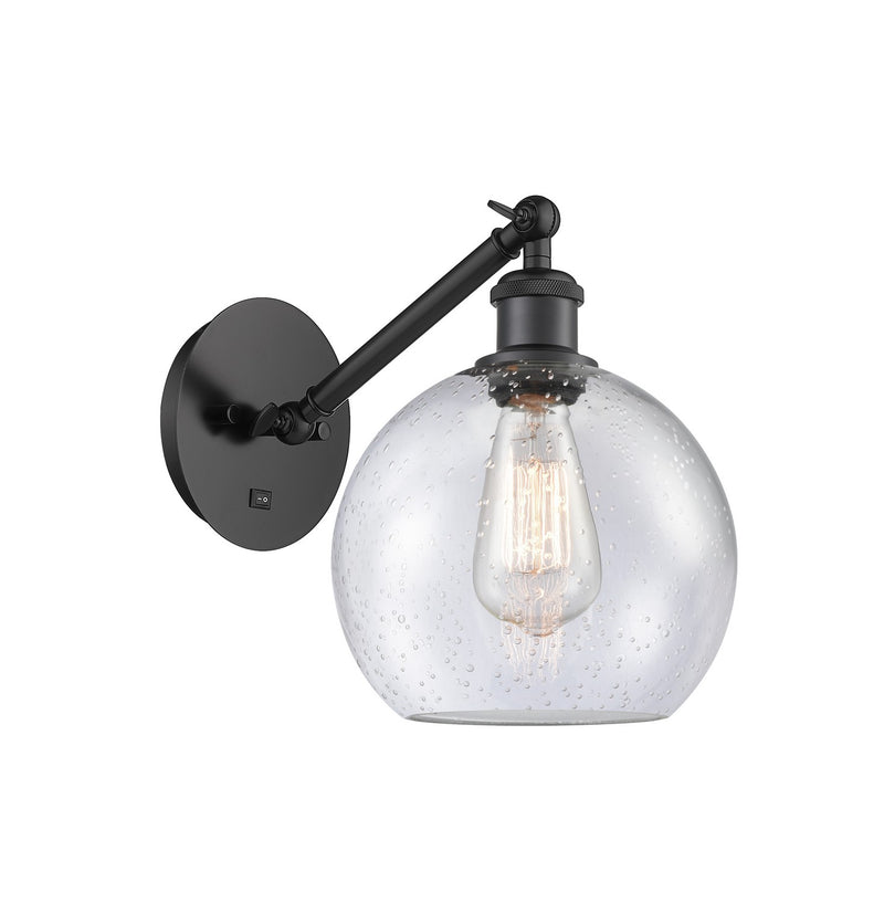 Innovations 317-1W-BK-G124-8 One Light Wall Sconce, Matte Black