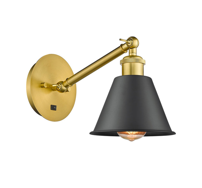 Innovations 317-1W-SG-M8-BK One Light Wall Sconce, Satin Gold