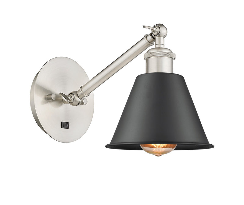 Innovations 317-1W-SN-M8-BK One Light Wall Sconce, Brushed Satin Nickel
