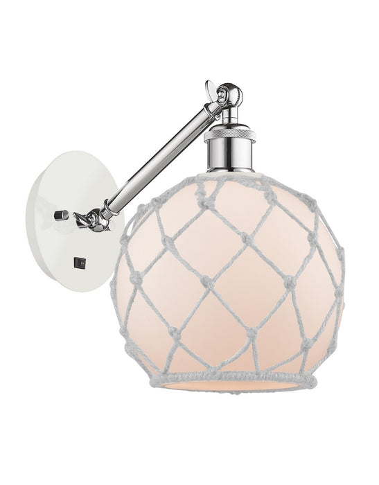Innovations 317-1W-WPC-G121-8RW One Light Wall Sconce, White Polished Chrome
