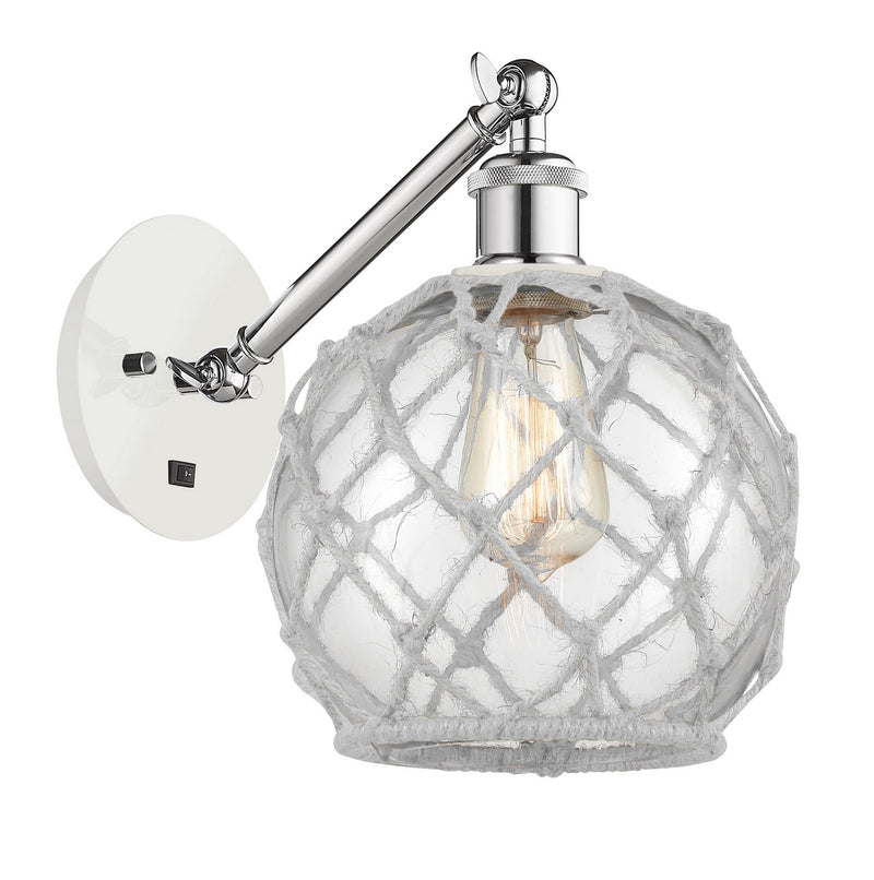 Innovations 317-1W-WPC-G122-8RW One Light Wall Sconce, White Polished Chrome