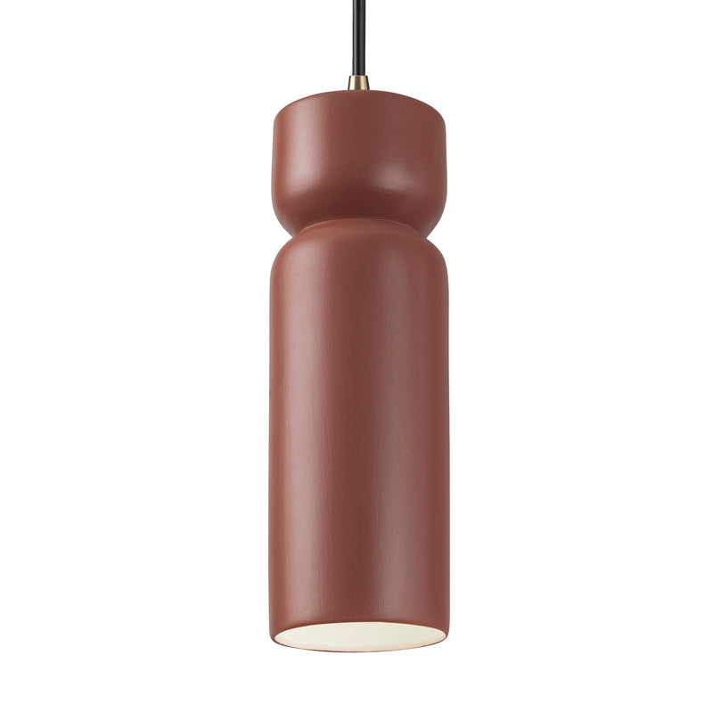 Justice Designs CER-6510-CLAY-ABRS-BKCD-LED1-700 LED Pendant, Canyon Clay