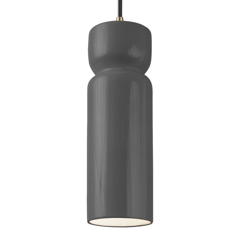 Justice Designs CER-6510-GRY-ABRS-BKCD-LED1-700 LED Pendant, Gloss Grey