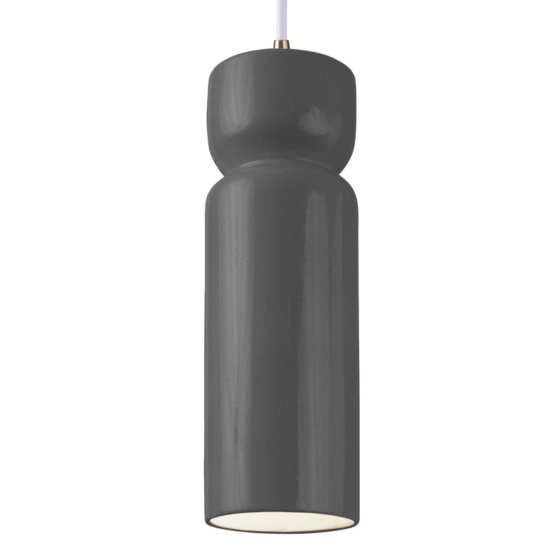 Justice Designs CER-6510-GRY-ABRS-WTCD-LED1-700 LED Pendant, Gloss Grey