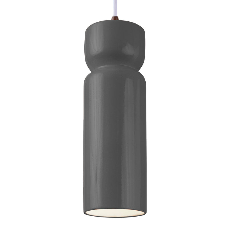 Justice Designs CER-6510-GRY-DBRZ-WTCD-LED1-700 LED Pendant, Gloss Grey