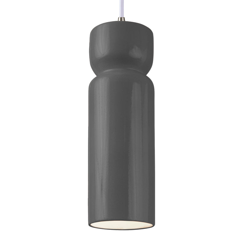 Justice Designs CER-6510-GRY-NCKL-WTCD-LED1-700 LED Pendant, Gloss Grey