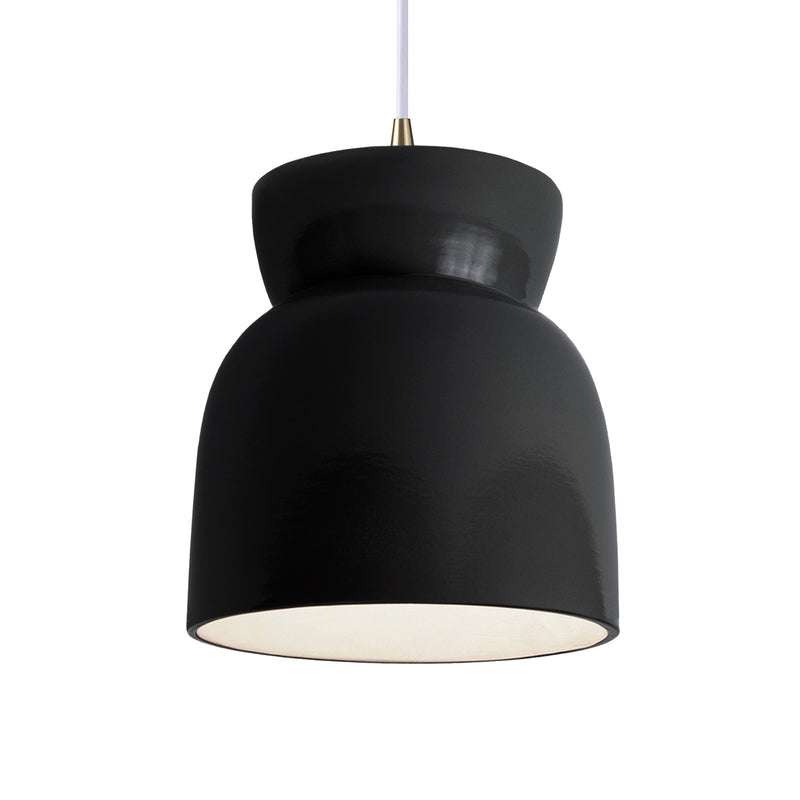 Justice Designs CER-6515-BLK-ABRS-WTCD-LED1-700 LED Pendant, Gloss Black