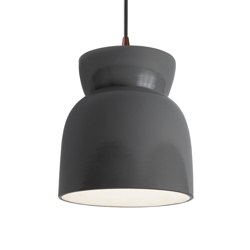 Justice Designs CER-6515-GRY-DBRZ-BKCD-LED1-700 LED Pendant, Gloss Grey