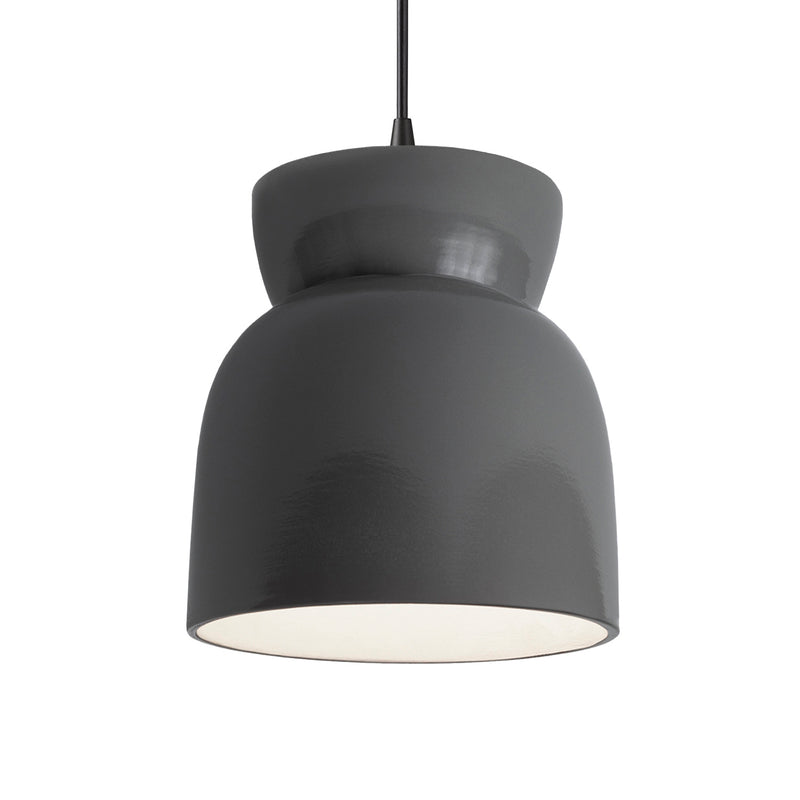 Justice Designs CER-6515-GRY-MBLK-BKCD-LED1-700 LED Pendant, Gloss Grey