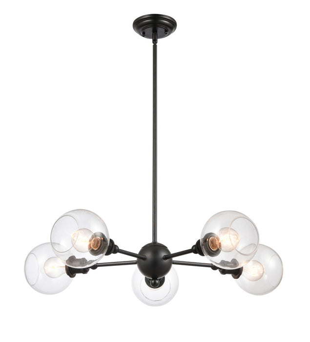 Innovations 341-5CR-BK-G122-6 Five Light Chandelier, Matte Black