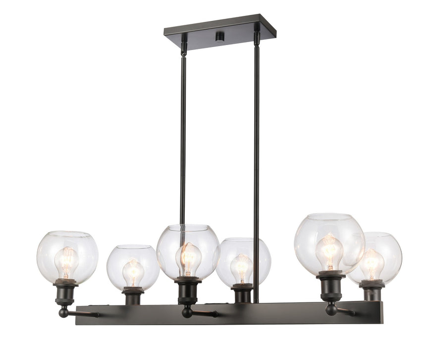 Innovations 341-6CR-BK-G122-6 Six Light Chandelier, Matte Black