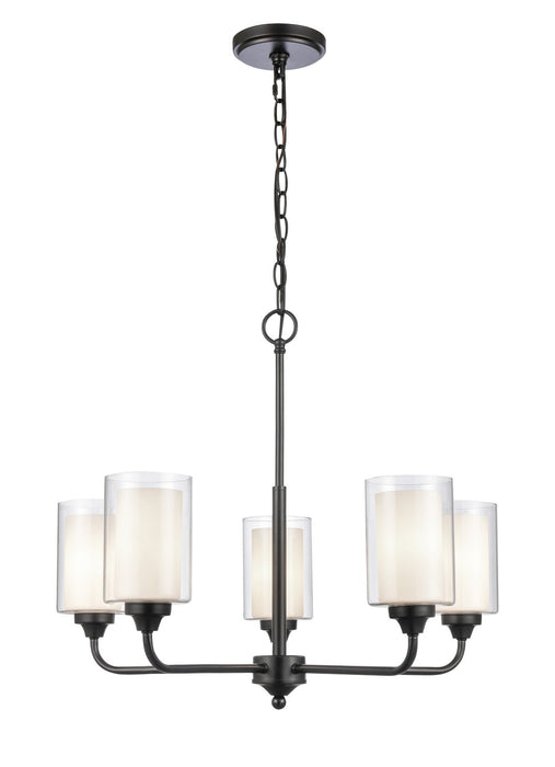 Innovations 342-5CR-BK-CLW Five Light Chandelier, Matte Black