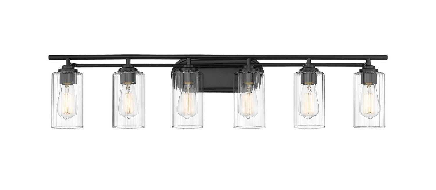 Innovations 353-6W-BK-CL Six Light Bath Vanity, Matte Black