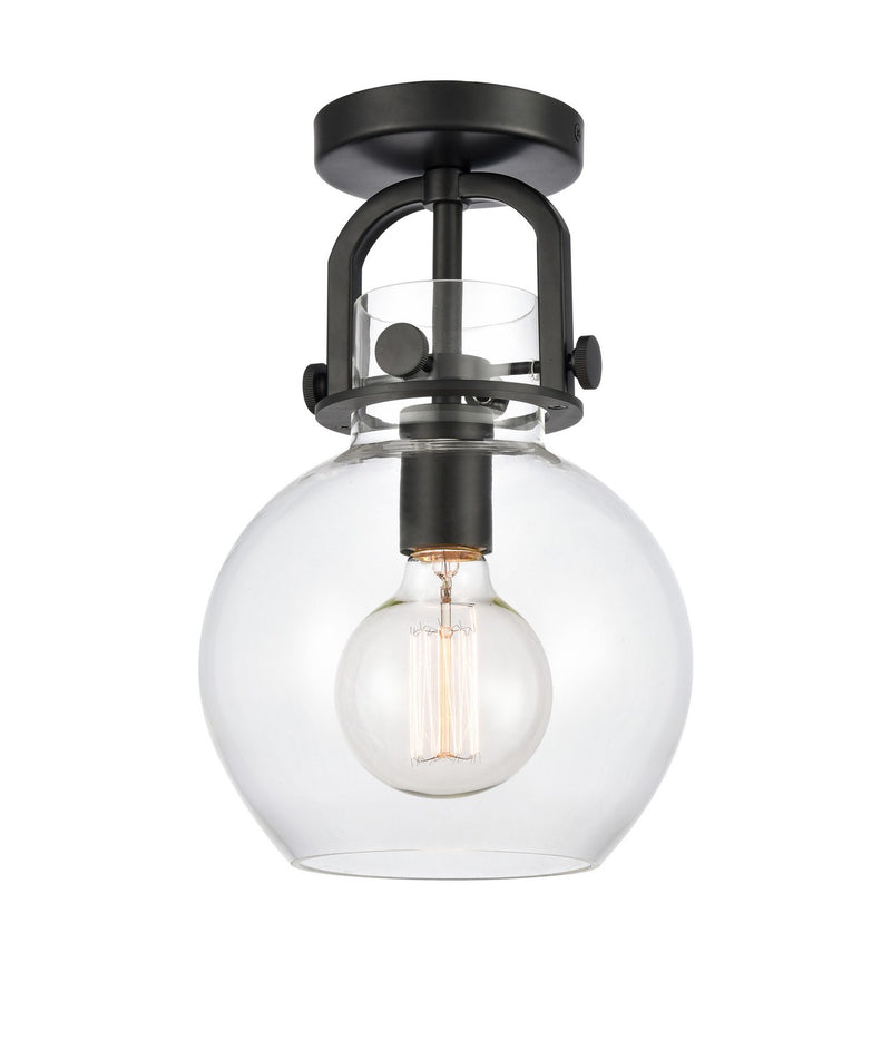 Innovations 410-1F-BK-G410-8CL One Light Flush Mount, Matte Black