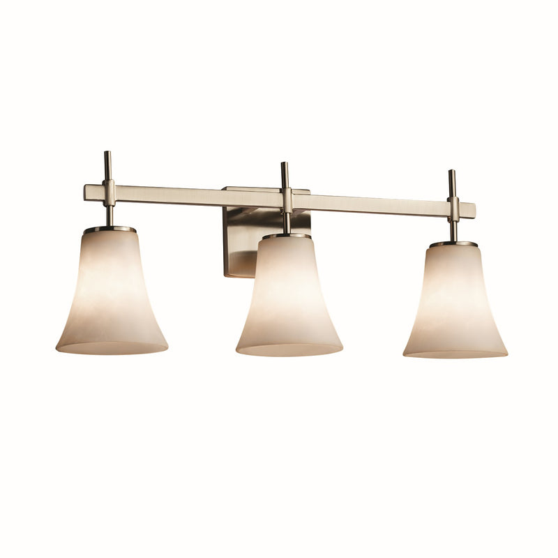 Justice Designs CLD-8413-20-NCKL Three Light Bath Bar, Brushed Nickel