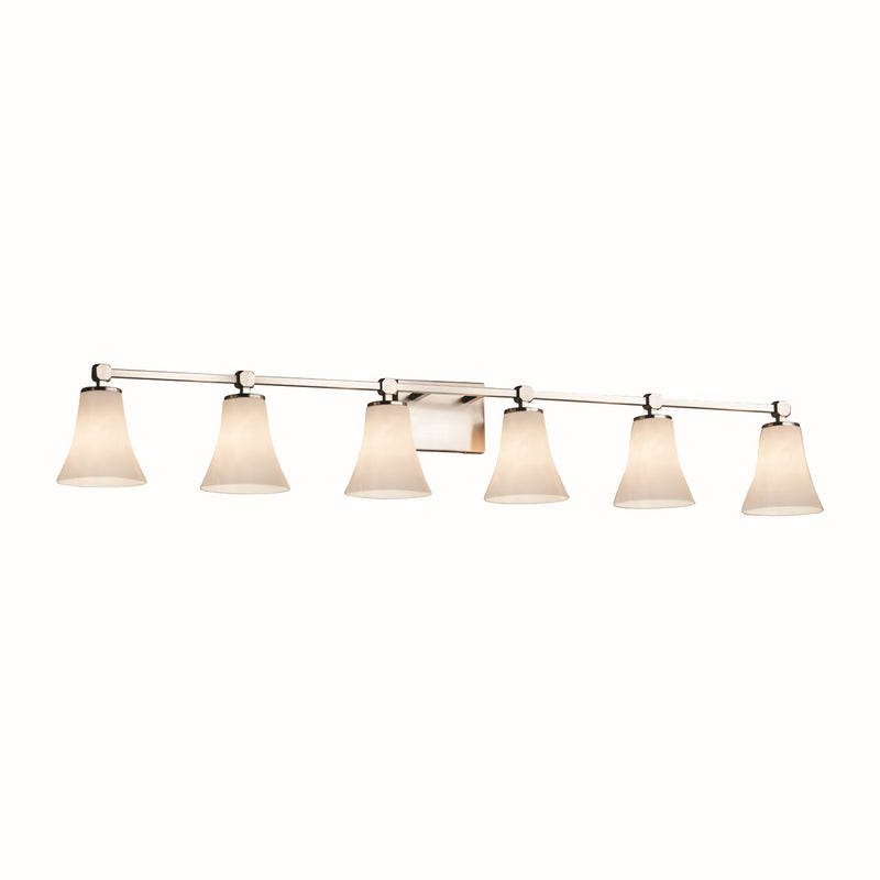 Justice Designs CLD-8426-20-NCKL Six Light Bath Bar, Brushed Nickel