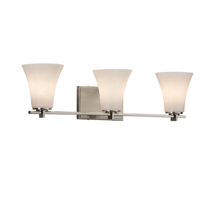 Justice Designs CLD-8443-20-NCKL Three Light Bath Bar, Brushed Nickel