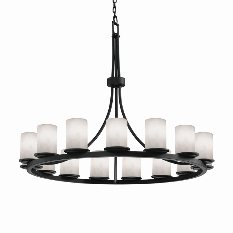 Justice Designs CLD-8715-10-MBLK 15 Light Chandelier, Matte Black