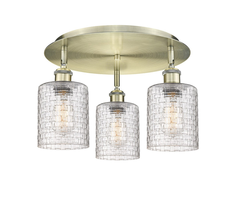 Innovations 516-3C-AB-G112C-5CL Three Light Flush Mount, Antique Brass