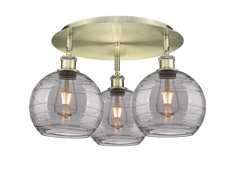Innovations 516-3C-AB-G1213-8SM Three Light Flush Mount, Antique Brass