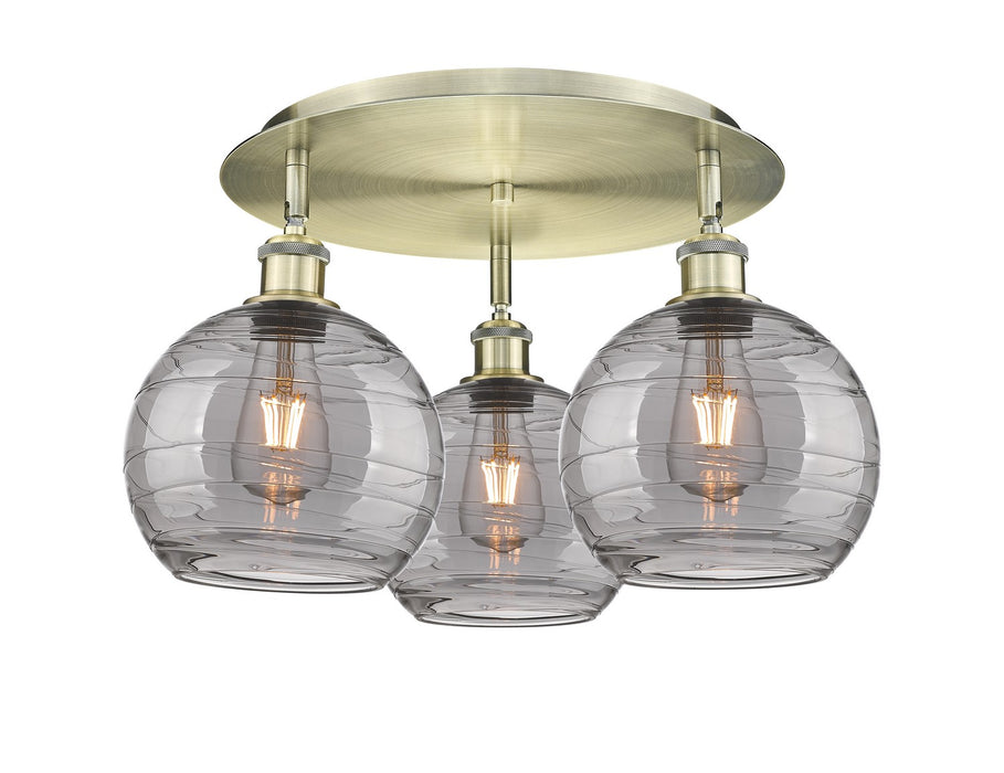 Innovations 516-3C-AB-G1213-8SM Three Light Flush Mount, Antique Brass