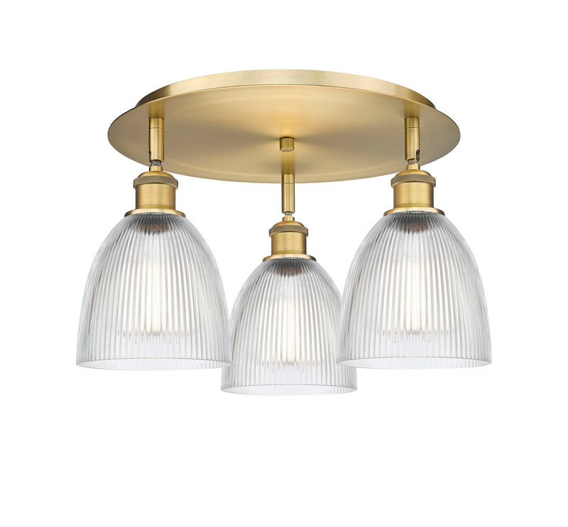 Innovations 516-3C-BB-G382 Three Light Flush Mount, Brushed Brass