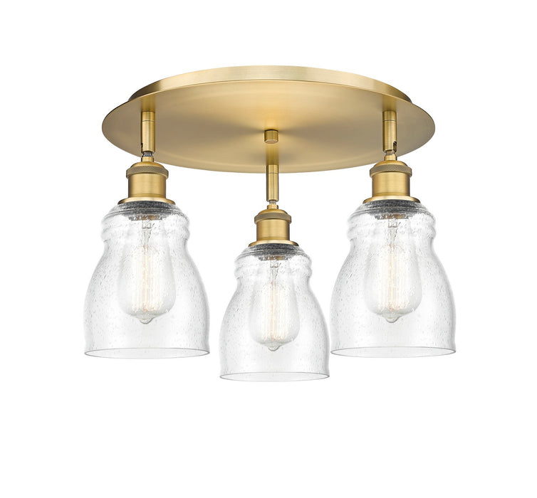 Innovations 516-3C-BB-G394 Three Light Flush Mount, Brushed Brass