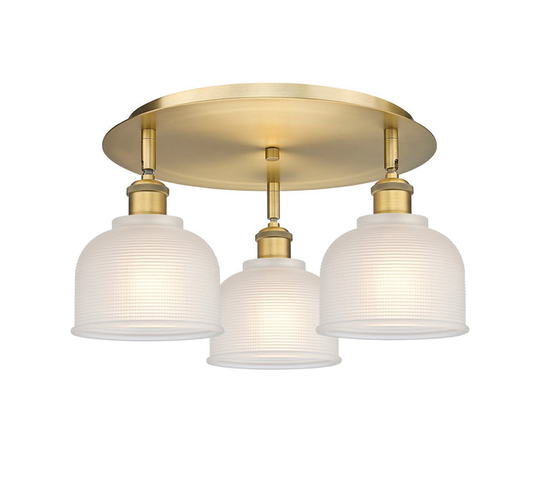 Innovations 516-3C-BB-G411 Three Light Flush Mount, Brushed Brass