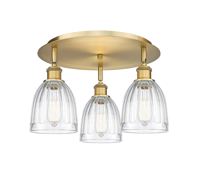 Innovations 516-3C-BB-G442 Three Light Flush Mount, Brushed Brass